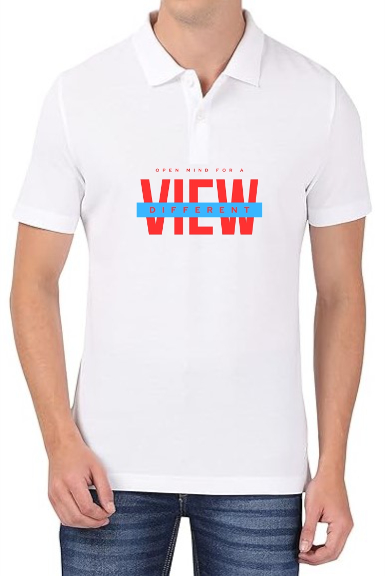 Different View (RED) Polo Men White T-Shirt