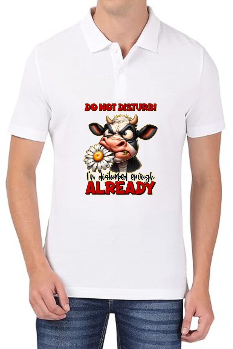 Disturbed Enough Polo Men White T-Shirt