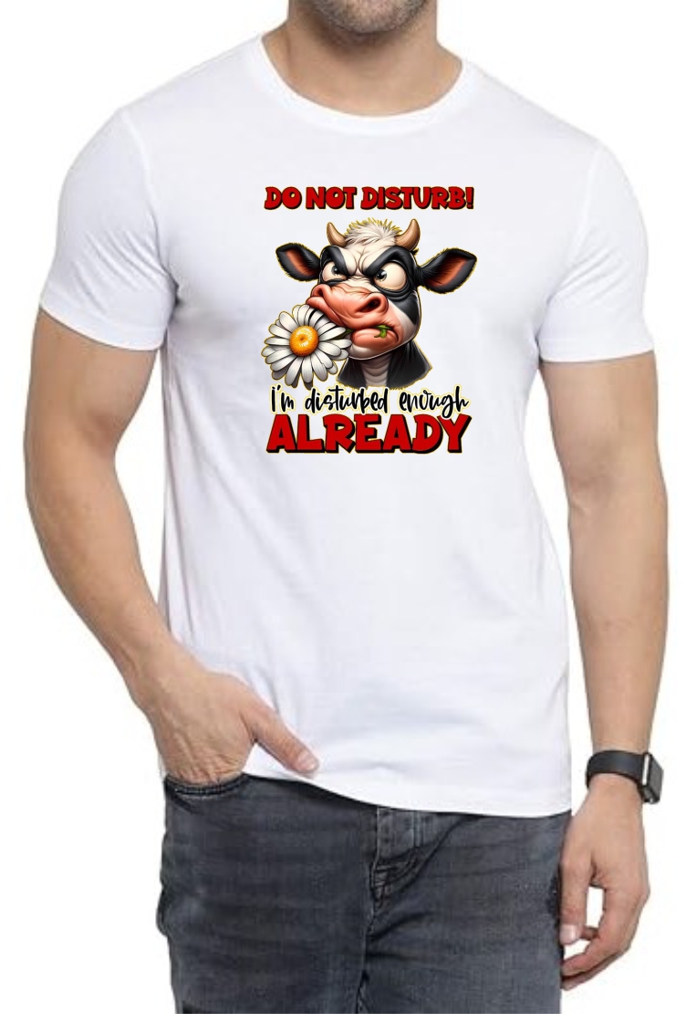 Disturbed Enough Round Neck Men White T-Shirt