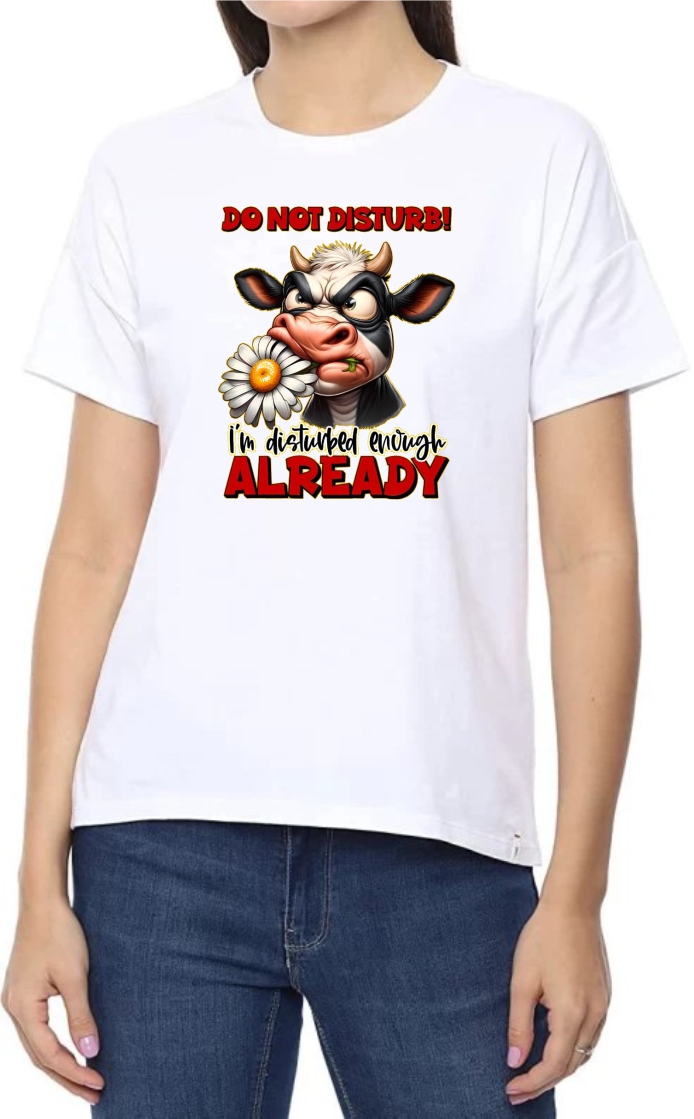 Disturbed Enough Round Neck Women White T-Shirt