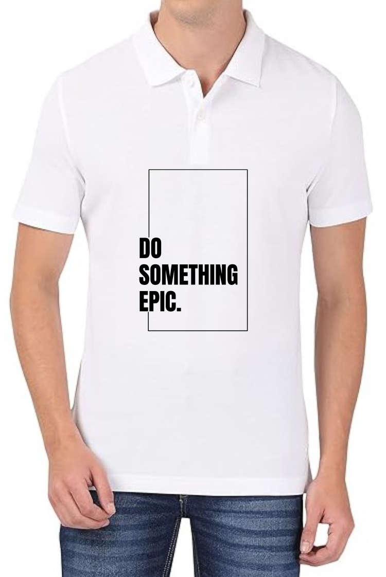Something Epic (BLK) Polo Men White T-Shirt