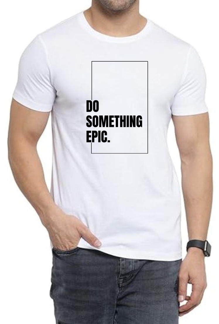 Something Epic (BLK) Round Neck Men White T-Shirt