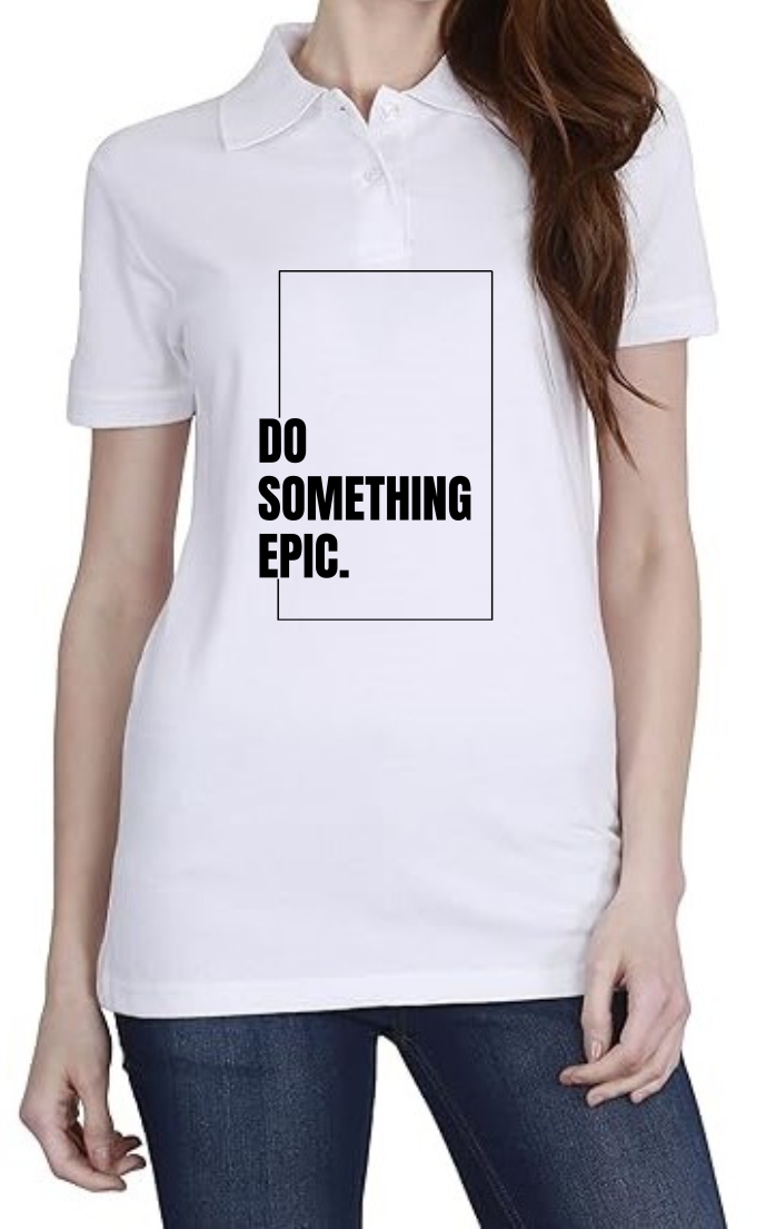 Something Epic (BLK) Polo Women White T-Shirt