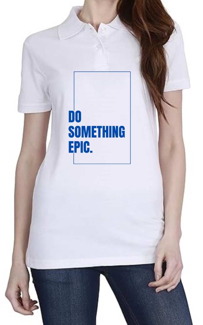 Something Epic (BLU) Polo Women White T-Shirt
