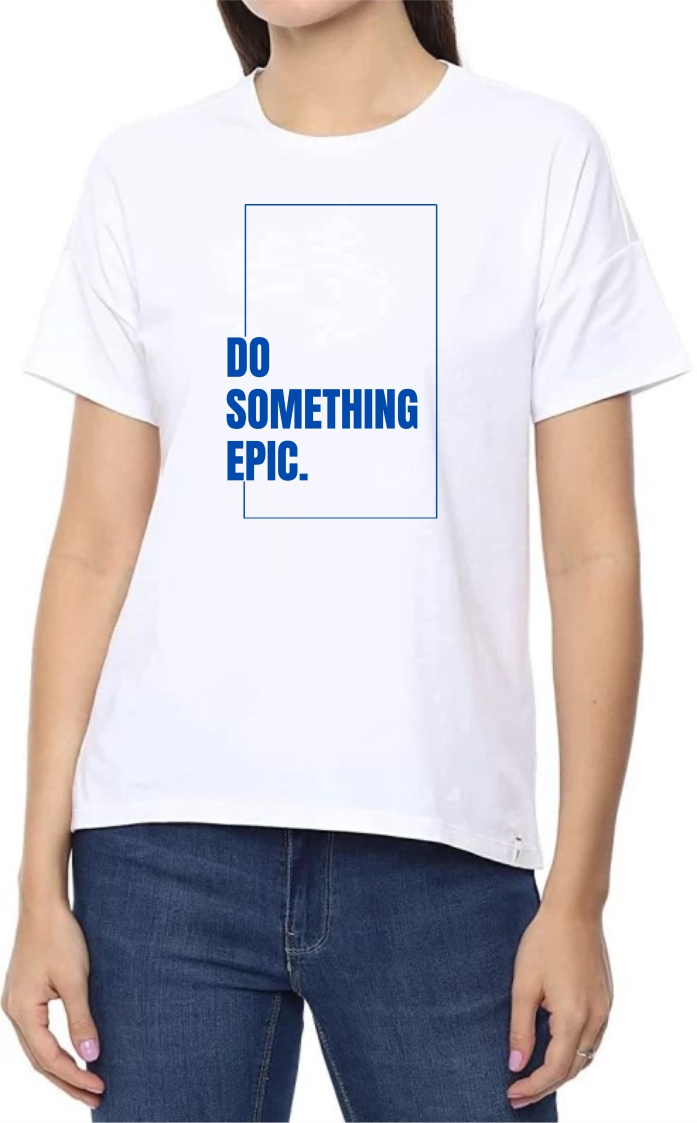 Something Epic (BLU) Round Neck Women White T-Shirt