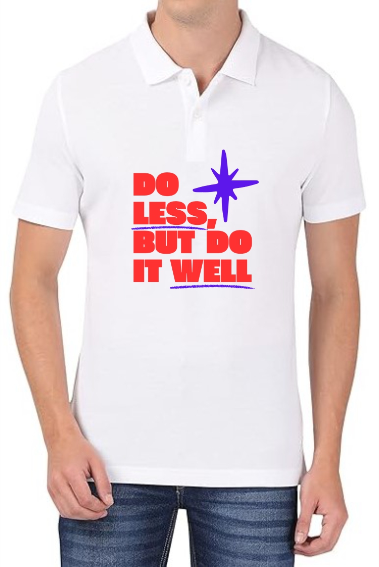 Do Less (RED) Polo Men White T-Shirt