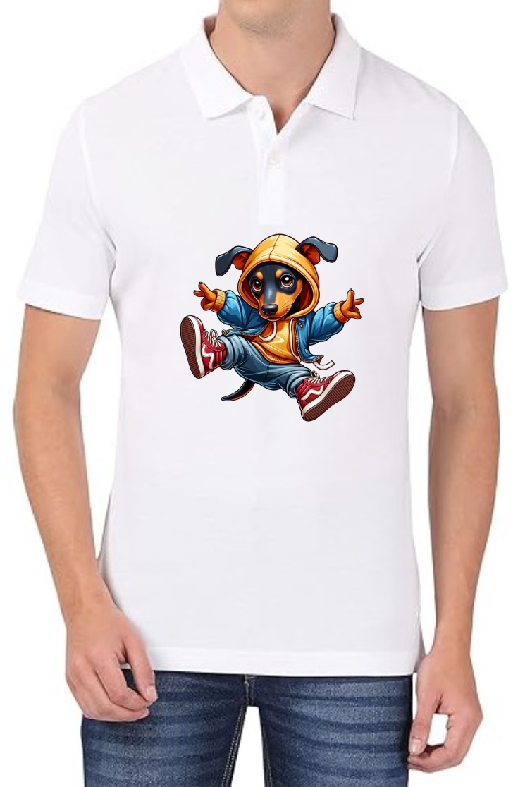 Dog Dance Polo Men White T-Shirt