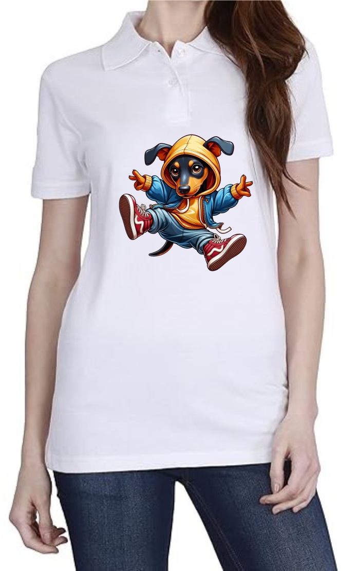 Dog Dance Polo Women White T-Shirt