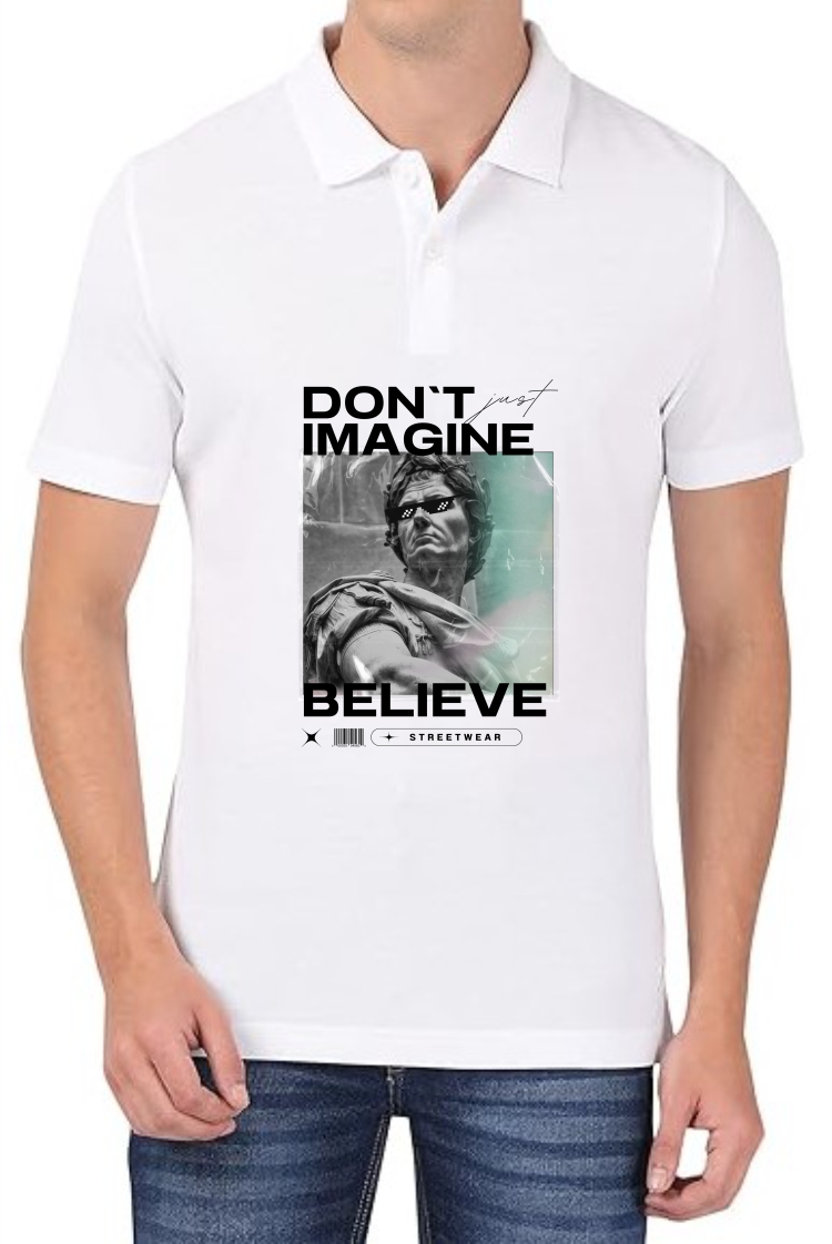 Dont Imagine (BLK) Polo Men White T-Shirt