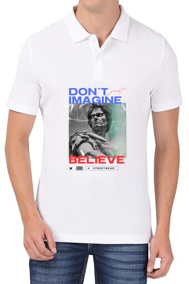 Dont Imagine (BLU) Polo Men White T-Shirt
