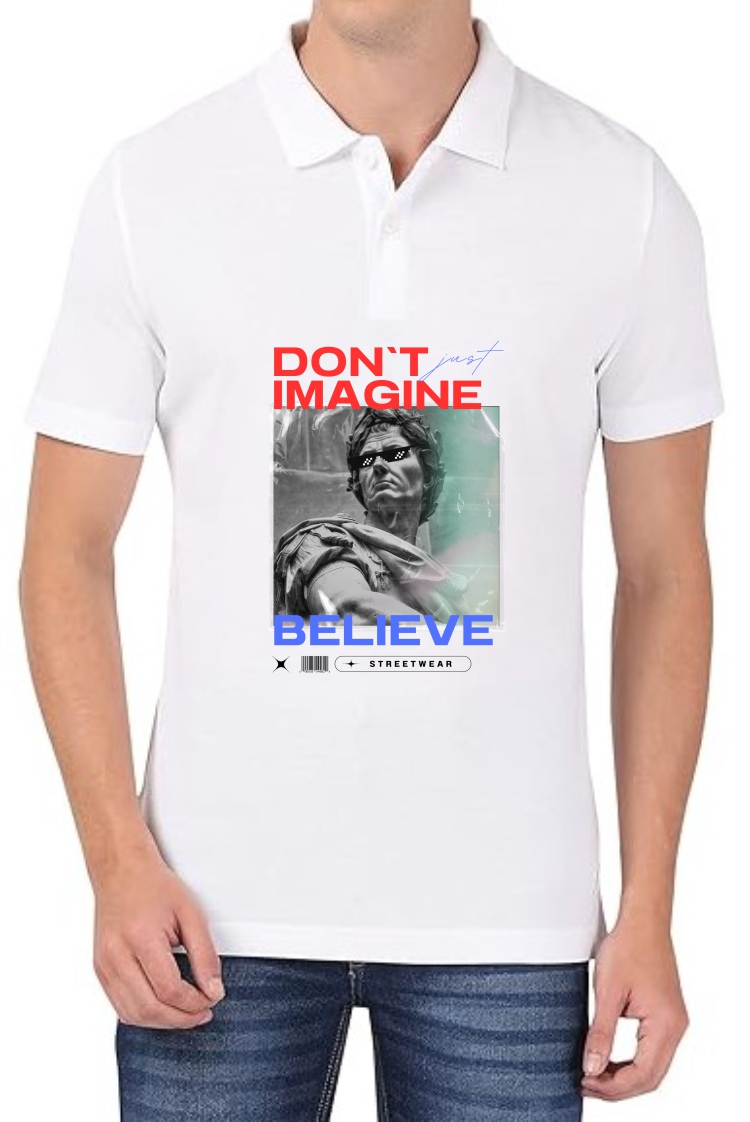 Dont Imagine (RED) Polo Men White T-Shirt