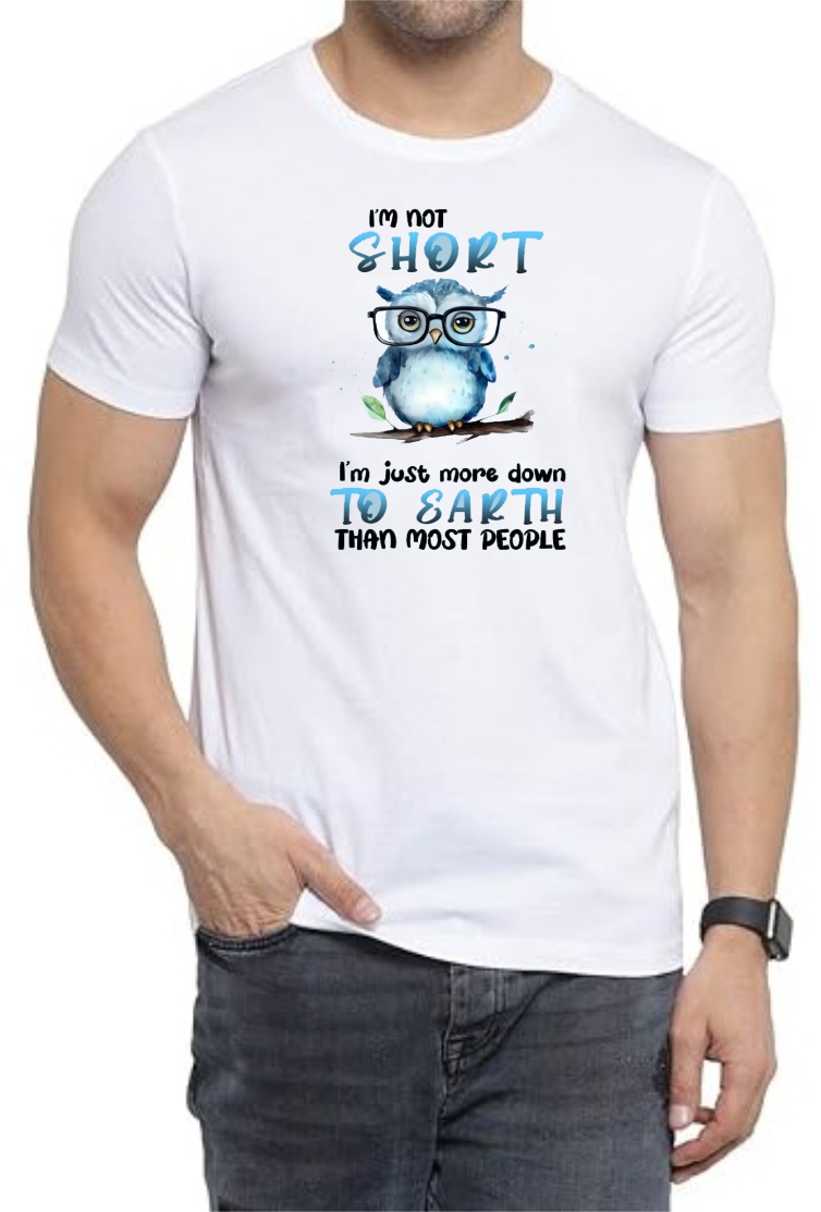 Down To Earth Round Neck Men White T-Shirt