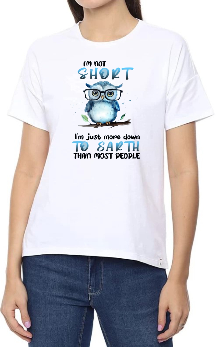 Down To Earth Round Neck Women White T-Shirt