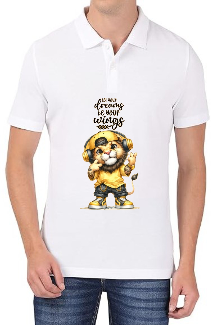 Dreams Wings Polo Men White T-Shirt
