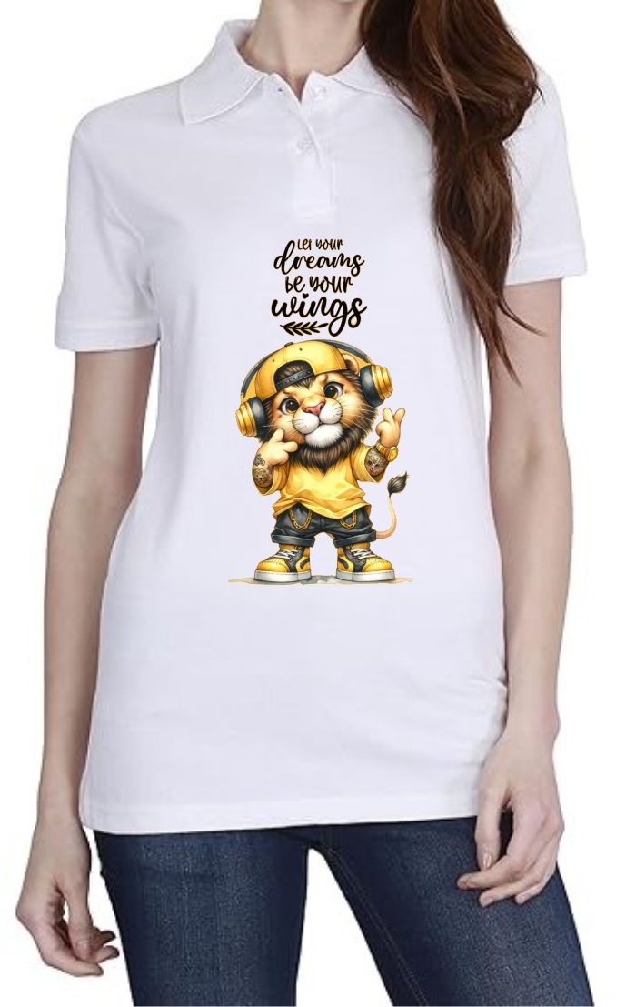 Dreams Wings Polo Women White T-Shirt