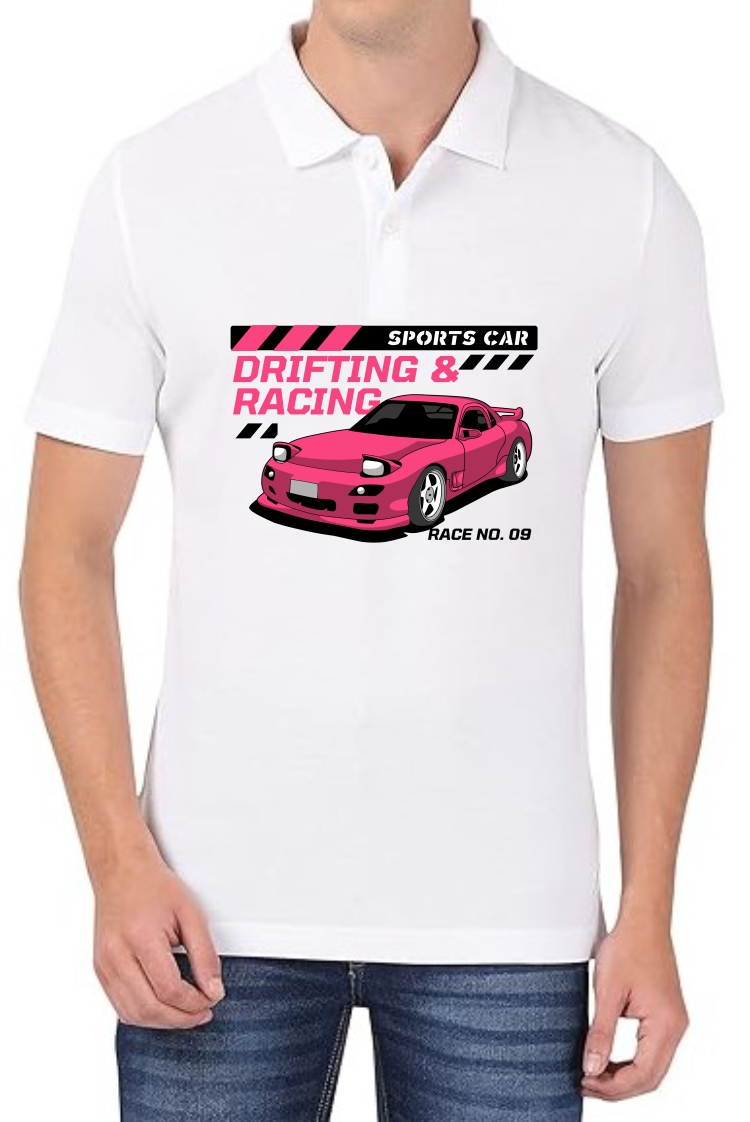 Drifting (PINK) Polo Men White T-Shirt