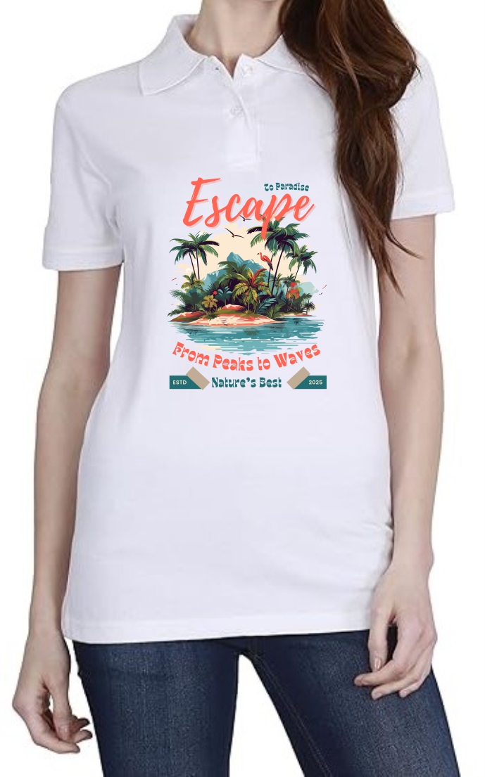 Escape to Paradise Polo Women White T-Shirt