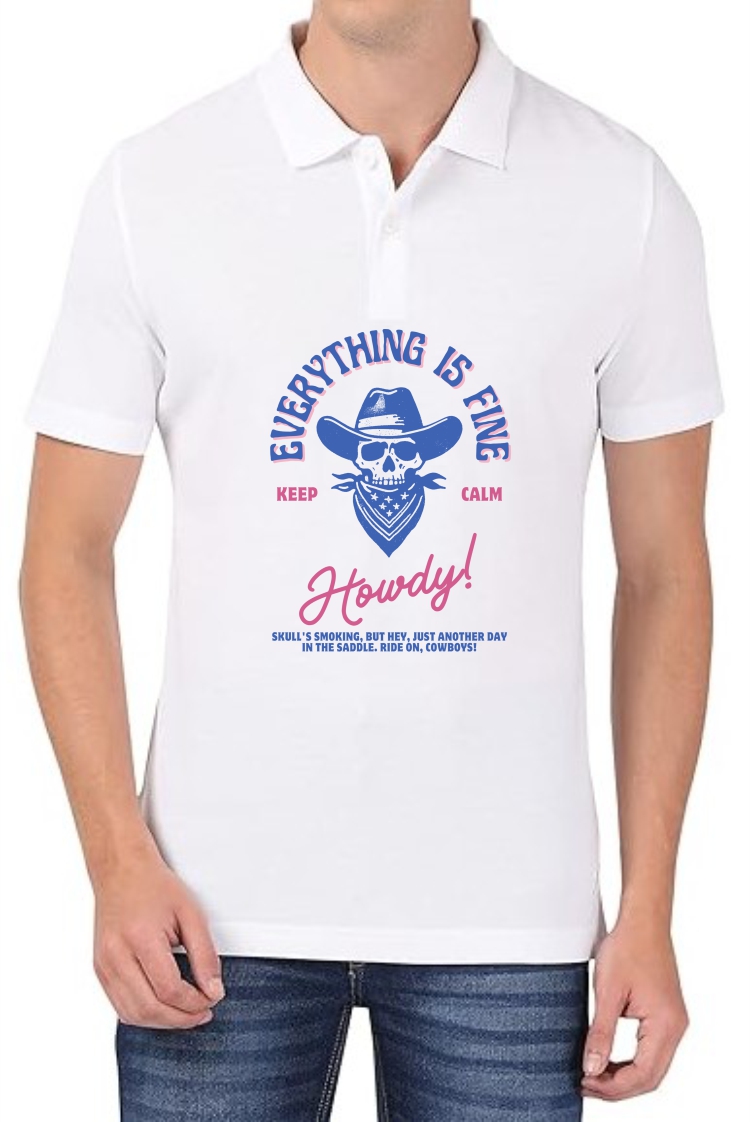 Everything Is Fine (BLU) Polo Men White T-Shirt