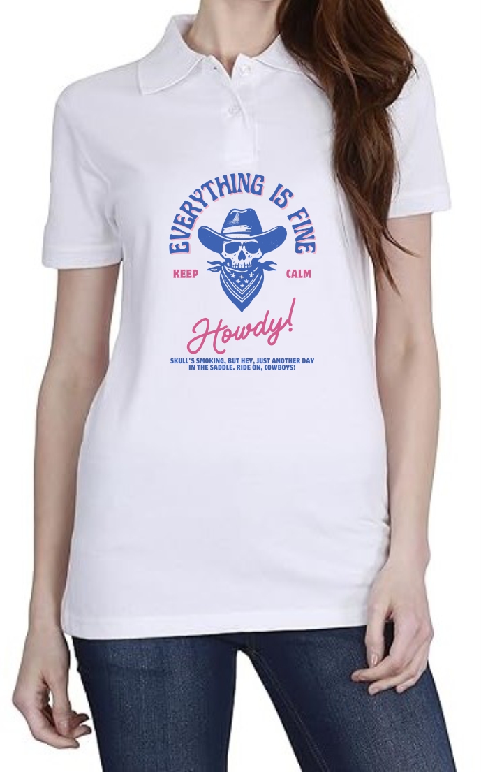 Everything Is Fine (BLU) Polo Women White T-Shirt