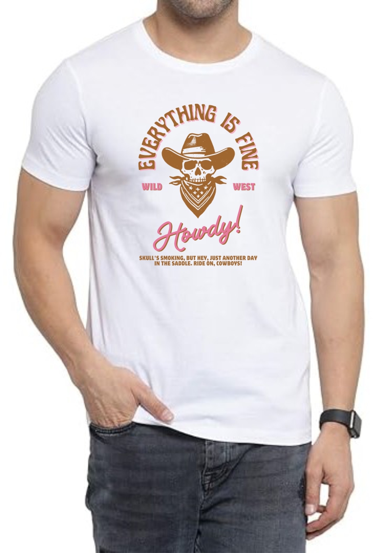 Everything Is Fine (BRO) Round Neck Men White T-Shirt