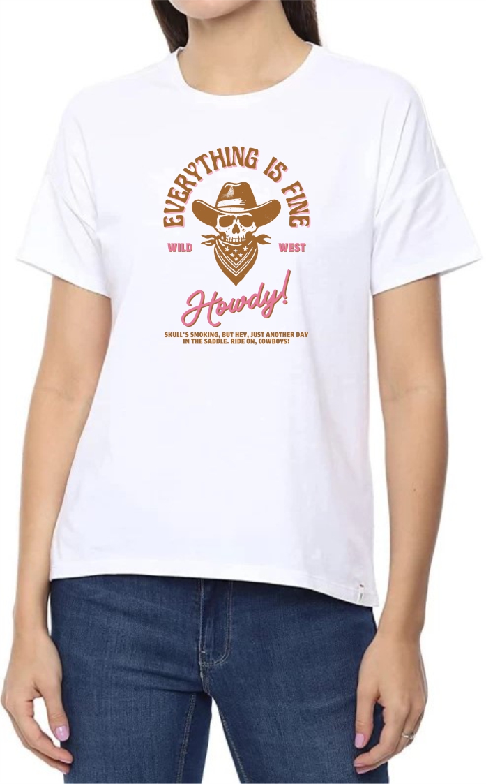 Everything Is Fine (BRO) Round Neck Women White T-Shirt