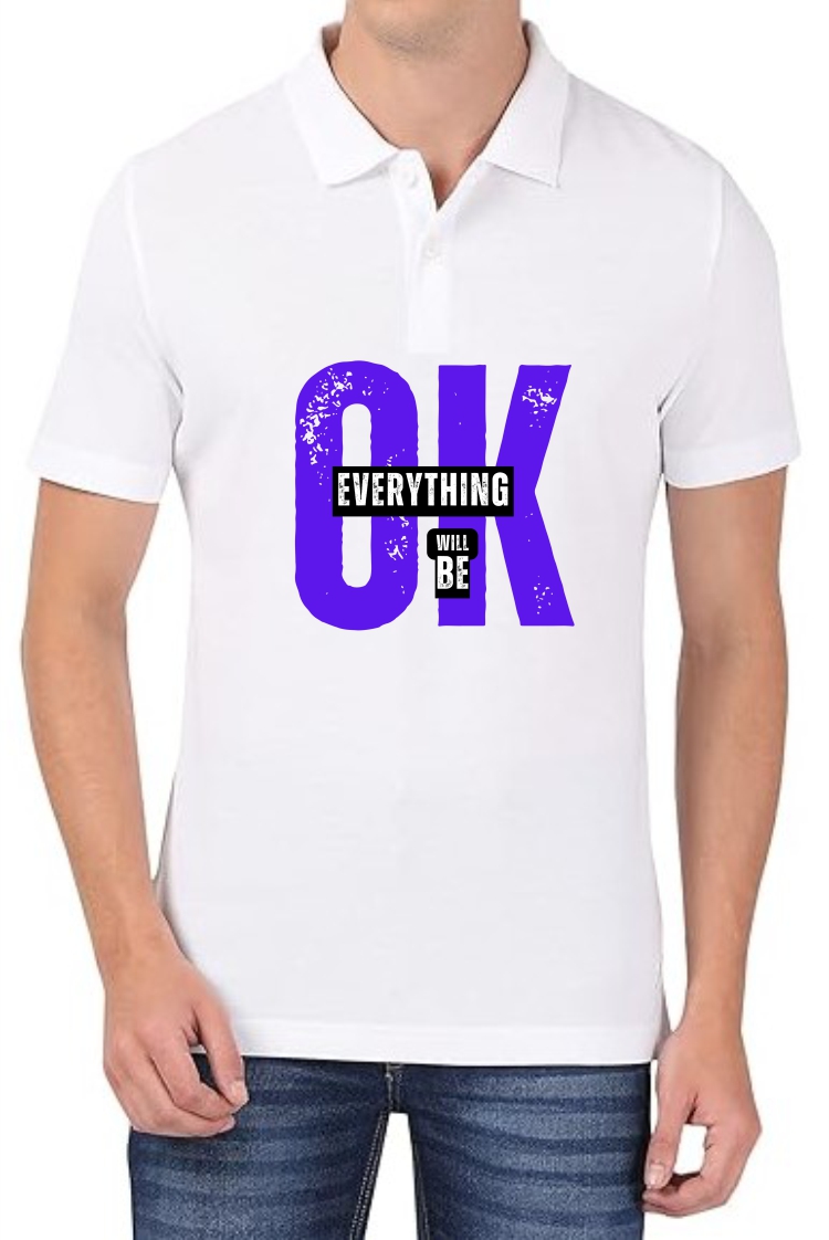 Everything OK (BLU) Polo Men White T-Shirt