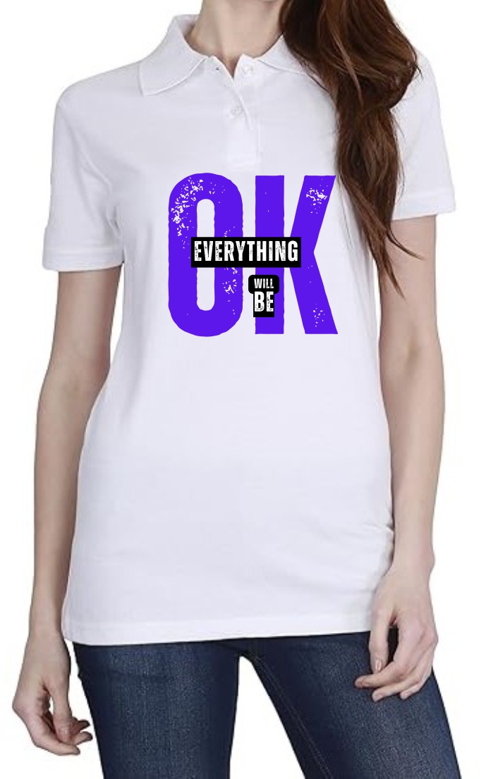 Everything OK (BLU) Polo Women White T-Shirt