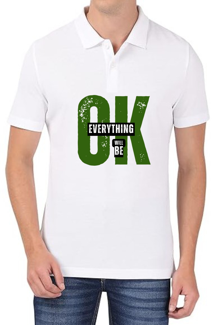 Everything OK (GREEN) Polo Men White T-Shirt