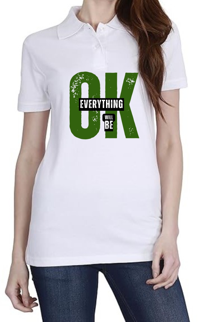 Everything OK (GREEN) Polo Women White T-Shirt
