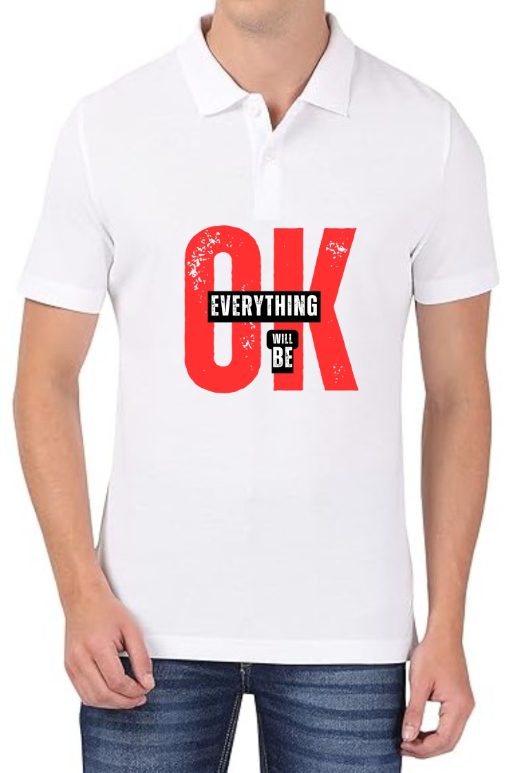 Everything OK (RED) Polo Men White T-Shirt