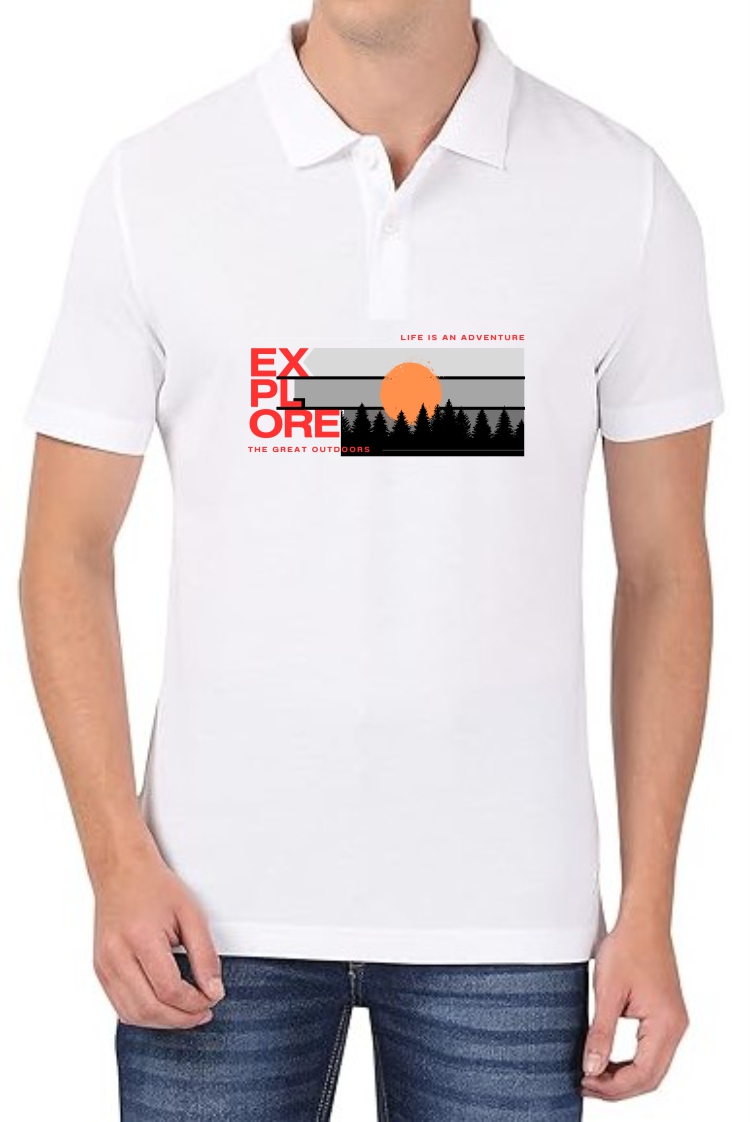 Explore (RED) Polo Men White T-Shirt