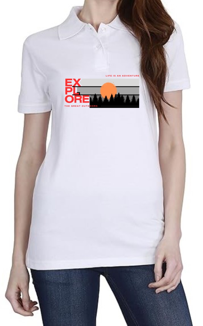 Explore (RED) Polo Women White T-Shirt