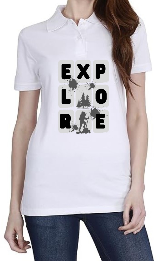 Explorer (BLK) Polo Women White T-Shirt