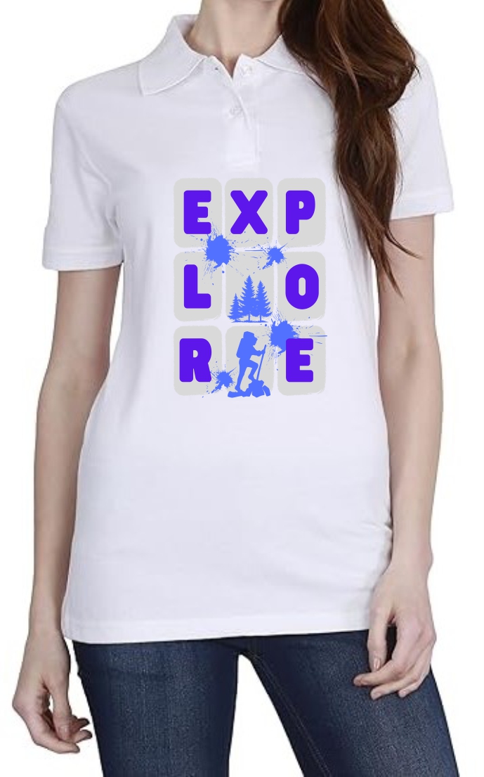 Explorer (BLU) Polo Women White T-Shirt