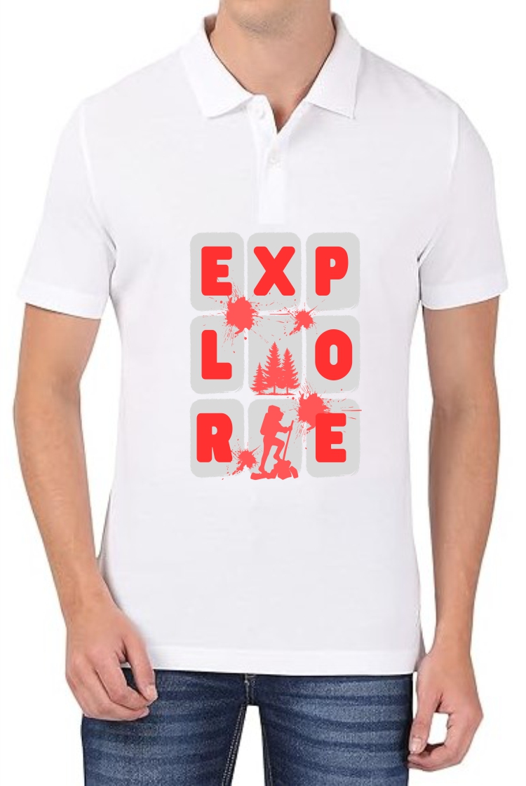 Explorer (RED) Polo Men White T-Shirt