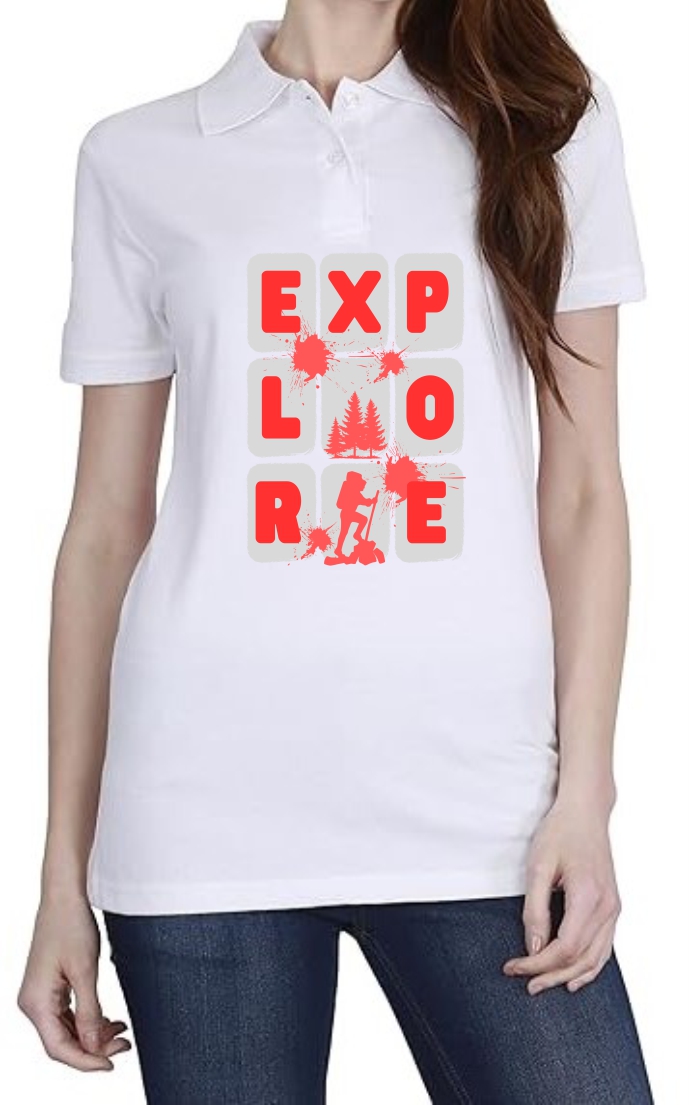 Explorer (RED) Polo Women White T-Shirt