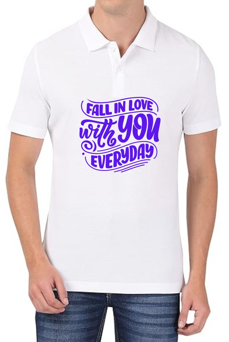 Fall In Love (PUR) Polo Men White T-Shirt