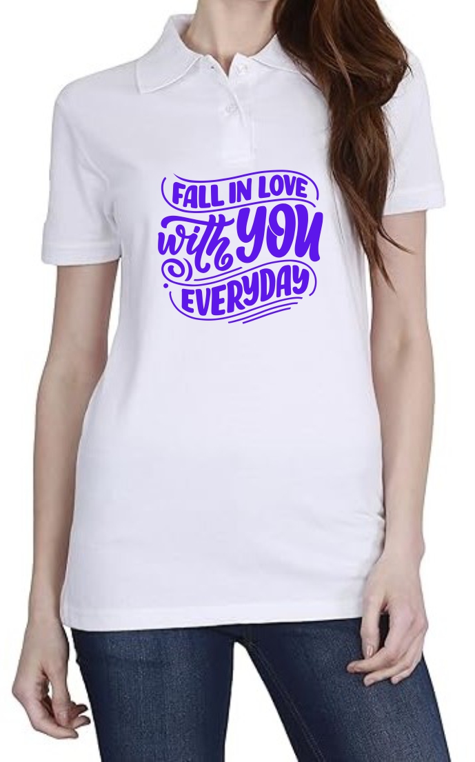 Fall In Love (PUR) Polo Women White T-Shirt