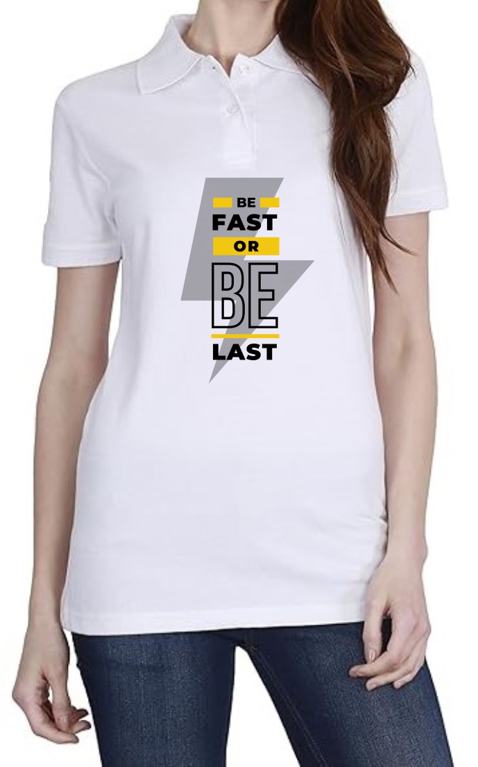 Fast Or Last (BLK) Polo Women White T-Shirt