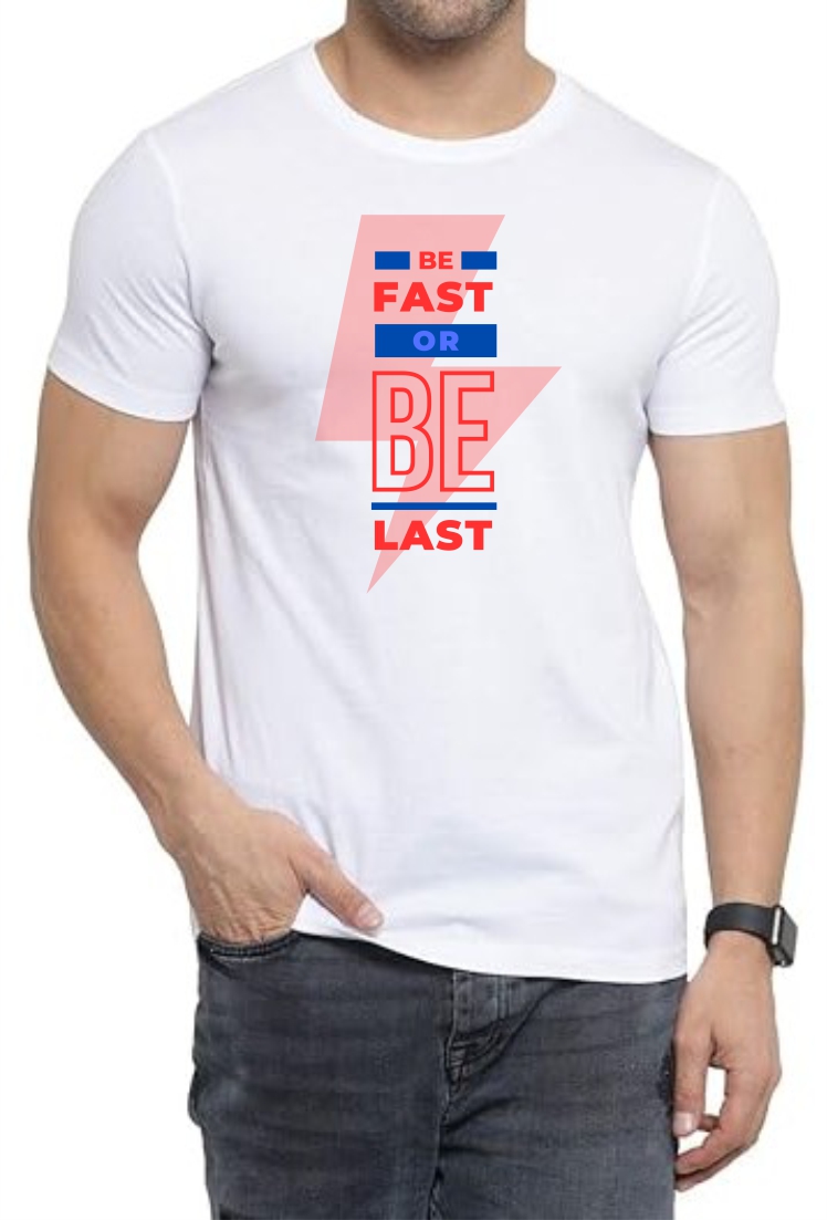Fast Or Last (RED) Round Neck Men White T-Shirt