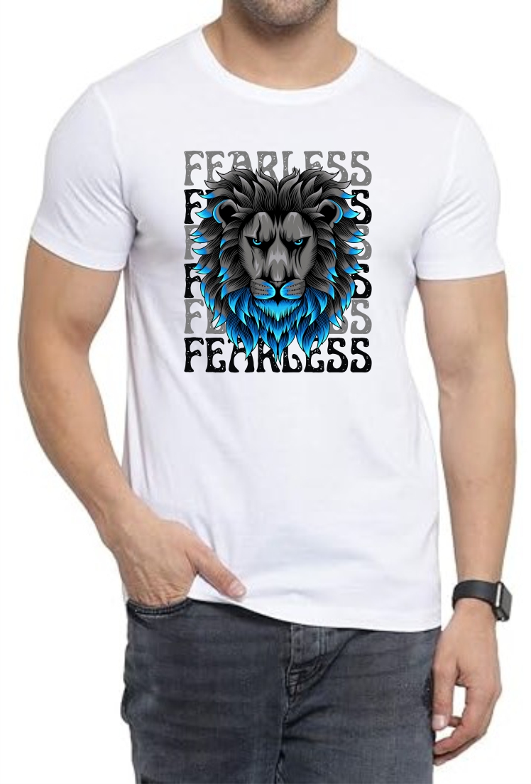 Fearless Round Neck Men White T-Shirt