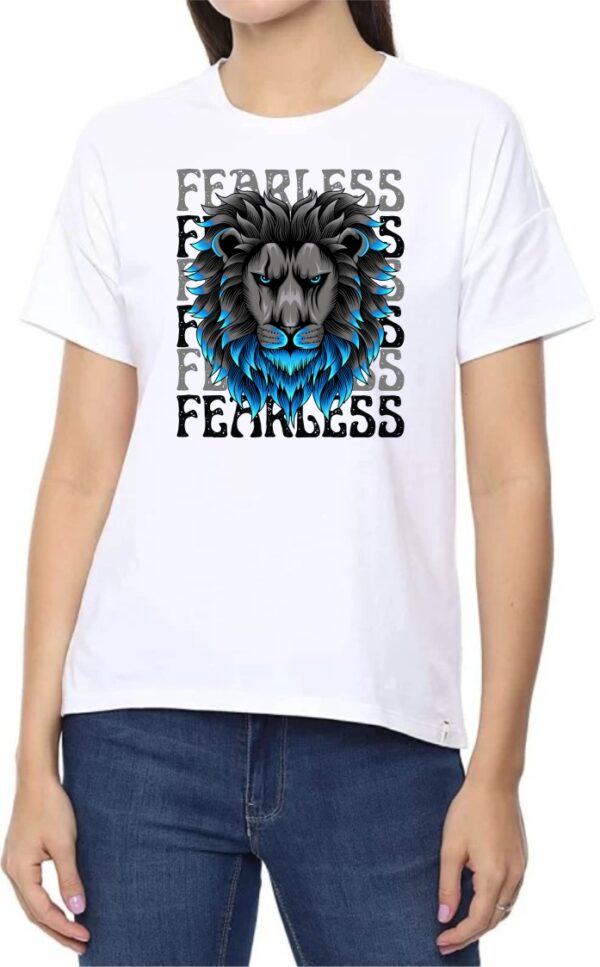 Fearless Round Neck Women White T-Shirt