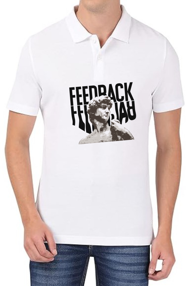 Feedback Polo Men White T-Shirt
