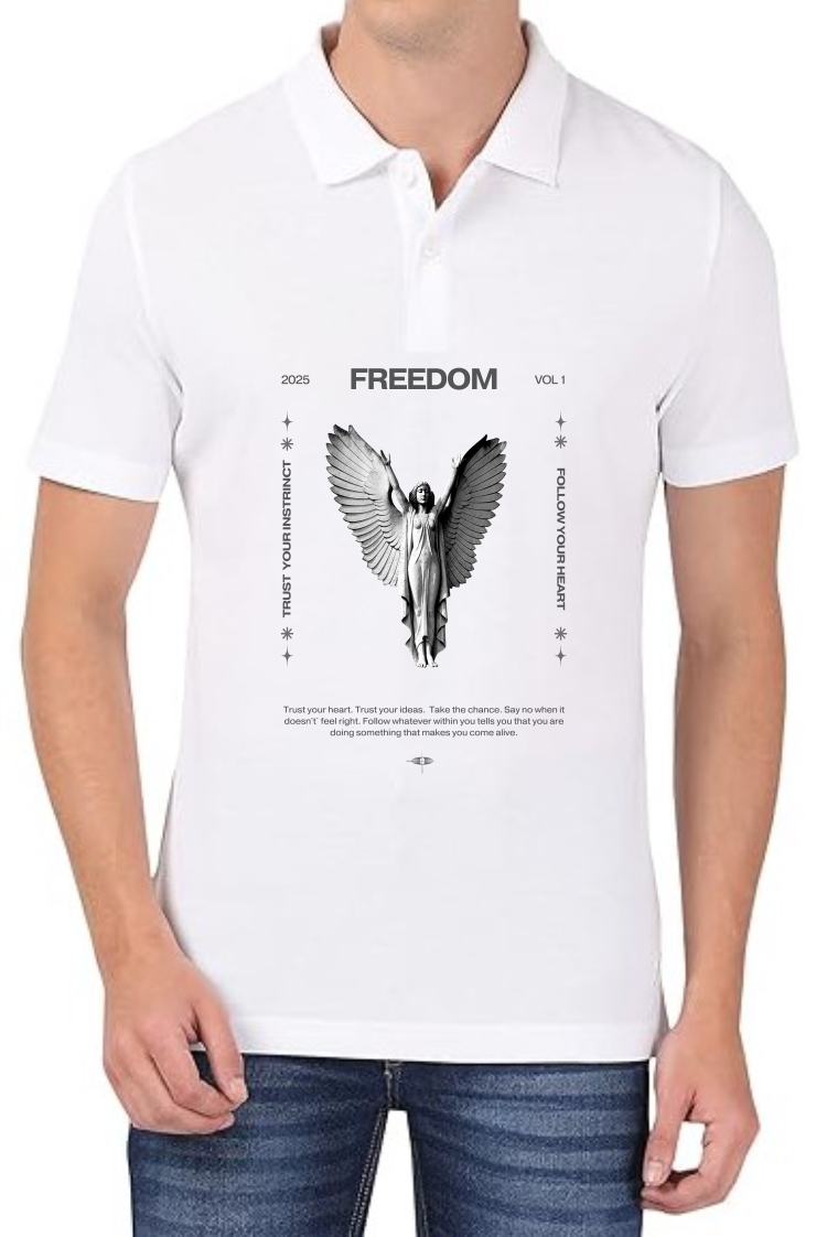 Freedom (GREY) Polo Men White T-Shirt
