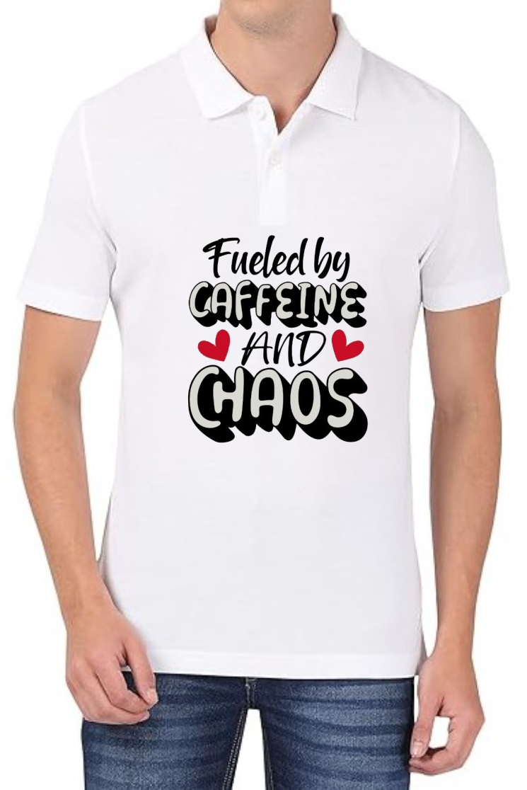 Fueled Chaos Polo Men White T-Shirt