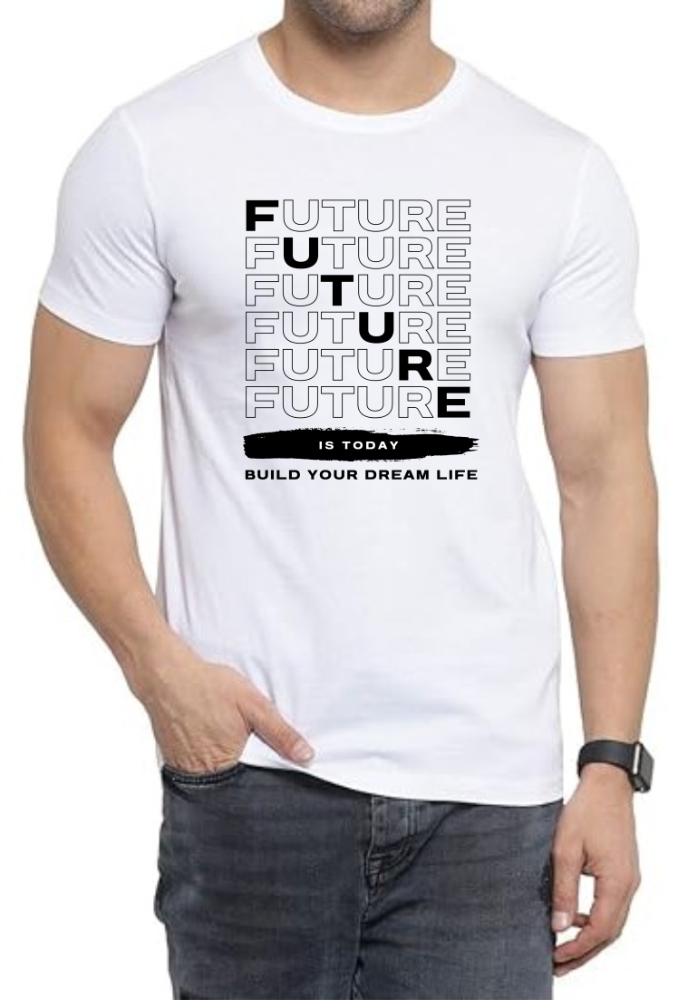 Future (BLK) Round Neck Men White T-Shirt