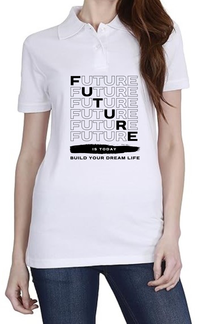 Future (BLK) Polo Women White T-Shirt