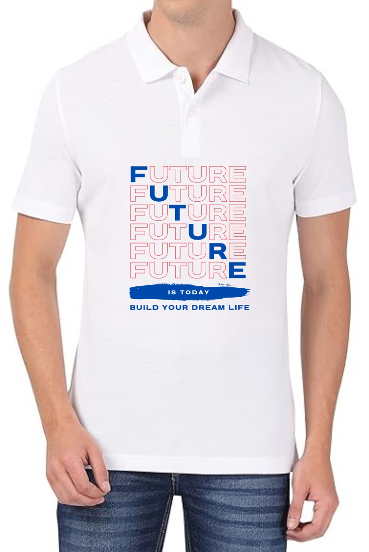 Future (BLU-RED) Polo Men White T-Shirt