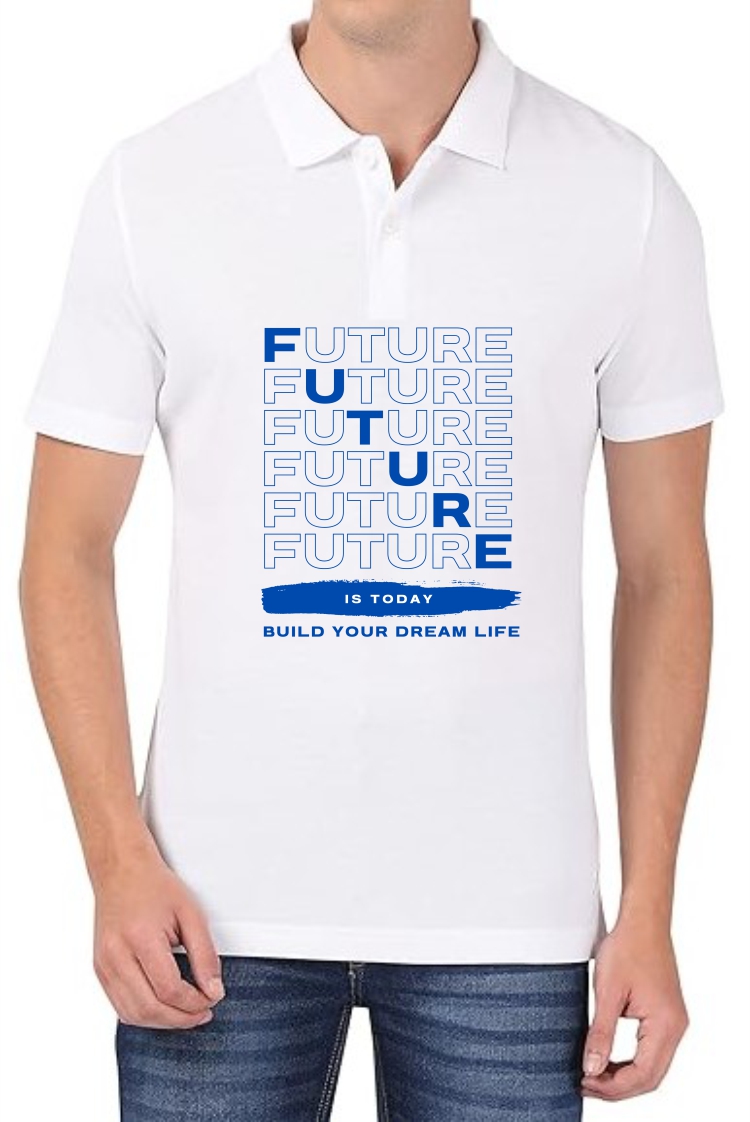 Future (BLU) Polo Men White T-Shirt