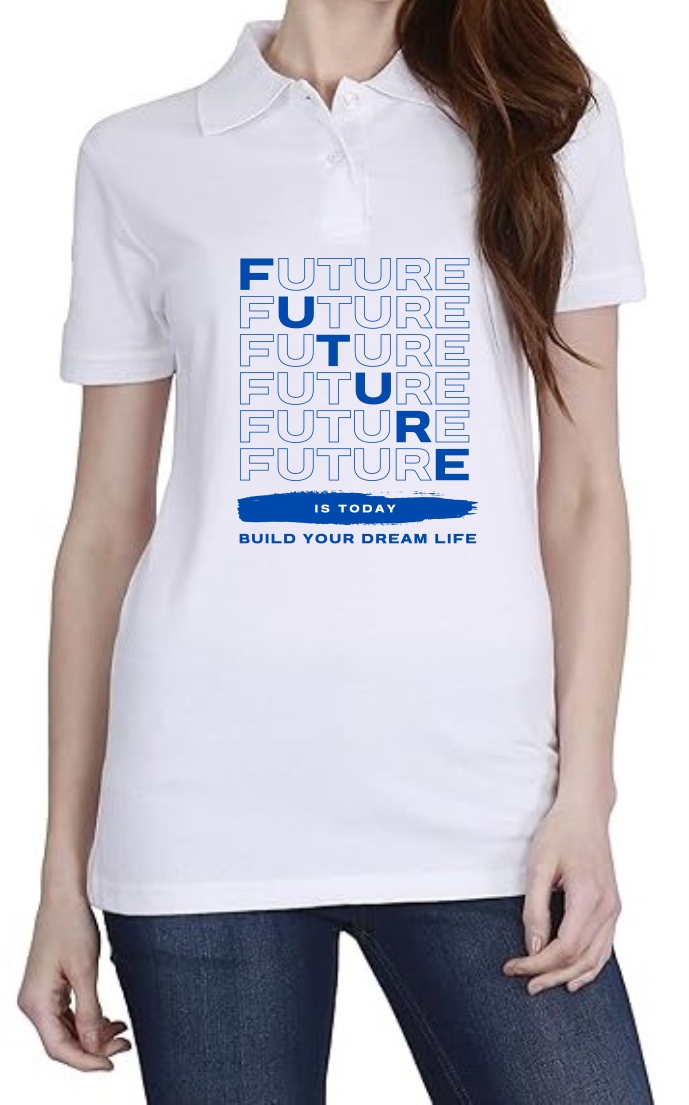Future (BLU) Polo Women White T-Shirt